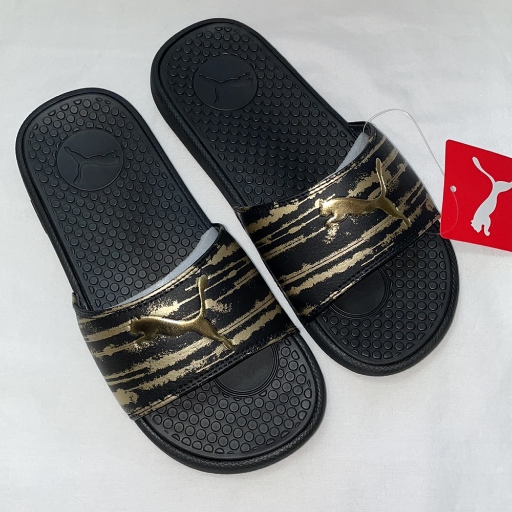 New Women's Puma Cool Cat Slides Sandals Gold Colored - Picture 6 of 16